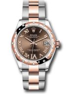  *Pre-Owned* Rolex Steel and Everose Gold Datejust 31 Watch - 24 Diamond Bezel - Dark Rhodium Diamond Roman VI Dial - Oyster Bracelet