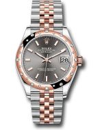*Pre-Owned* Rolex Steel and Everose Gold Datejust 31 Watch - 24 Diamond Bezel - Dark Rhodium Index Dial - Jubilee Bracelet