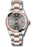  *Pre-Owned* Rolex Steel and Everose Gold Datejust 31 Watch - 24 Diamond Bezel - Dark Rhodium Index Dial - Oyster Bracelet