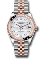  *Pre-Owned* Rolex Steel and Everose Gold Datejust 31 Watch - 24 Diamond Bezel - Silver Diamond Dial - Jubilee Bracelet