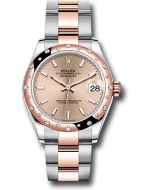  *Pre-Owned* Rolex Steel and Everose Gold Datejust 31 Watch - 24 Diamond Bezel - RosÃ© Roman Dial - Oyster Bracelet