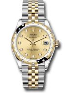  *Pre-Owned* Rolex Steel and Yellow Gold Datejust 31 Watch - Domed Diamond Bezel - Champagne Diamond Dial - Jubilee Bracelet