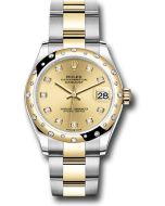  *Pre-Owned* Rolex Steel and Yellow Gold Datejust 31 Watch - Domed Diamond Bezel - Champagne Diamond Dial - Oyster Bracelet