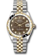 *Pre-Owned* Rolex Steel and Yellow Gold Datejust 31 Watch - Domed Diamond Bezel - Dark Mother-of-Pearl Diamond Dial - Jubilee Bracelet