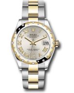  *Pre-Owned* Rolex Steel and Yellow Gold Datejust 31 Watch - Domed Diamond Bezel - Silver Diamond Roman Six Dial - Oyster Bracelet