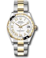  *Pre-Owned* Rolex Steel and Yellow Gold Datejust 31 Watch - Domed Diamond Bezel - White Roman Dial - Oyster Bracelet
