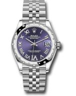  *Pre-Owned* Rolex Steel and White Gold Datejust 31 Watch - Domed 24 Diamond Bezel - Aubergine Roman Diamond 6 Dial - Jubilee Bracelet