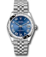  *Pre-Owned* Rolex Steel and White Gold Datejust 31 Watch - Domed 24 Diamond Bezel - Blue Roman Dial - Jubilee Bracelet - 2021 Release