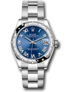  *Pre-Owned* Rolex Steel and White Gold Datejust 31 Watch - Domed 24 Diamond Bezel - Blue Roman Dial - Oyster Bracelet - 2021 Release