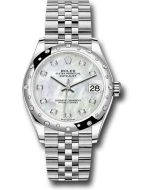  *Pre-Owned* Rolex Steel and White Gold Datejust 31 Watch - Domed 24 Diamond Bezel - White Mother-Of-Pearl Diamond Dial - Jubilee Bracelet