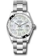  *Pre-Owned* Rolex Steel and White Gold Datejust 31 Watch - Domed 24 Diamond Bezel - White Mother-Of-Pearl Diamond Dial - Oyster Bracelet