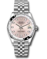  *Pre-Owned* Rolex Steel and White Gold Datejust 31 Watch - Domed 24 Diamond Bezel - Pink Diamond Dial - Jubilee Bracelet