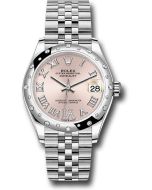  *Pre-Owned* Rolex Steel and White Gold Datejust 31 Watch - Domed 24 Diamond Bezel - Pink Roman Diamond 6 Dial - Jubilee Bracelet