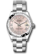  *Pre-Owned* Rolex Steel and White Gold Datejust 31 Watch - Domed 24 Diamond Bezel - Pink Roman Diamond 6 Dial - Oyster Bracelet