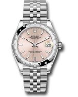  *Pre-Owned* Rolex Steel and White Gold Datejust 31 Watch - Domed 24 Diamond Bezel - Pink Index Dial - Jubilee Bracelet