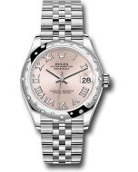  *Pre-Owned* Rolex Steel and White Gold Datejust 31 Watch - Domed 24 Diamond Bezel - Pink Roman Dial - Jubilee Bracelet