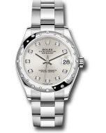  *Pre-Owned* Rolex Steel and White Gold Datejust 31 Watch - Domed 24 Diamond Bezel - Silver Diamond Dial - Oyster Bracelet
