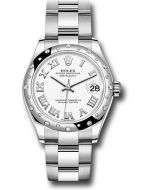 *Pre-Owned* Rolex Steel and White Gold Datejust 31 Watch - Domed 24 Diamond Bezel - White Roman Dial - Oyster Bracelet