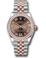  *Pre-Owned* Rolex Steel and Everose Gold Datejust 31 Watch - 46 Diamond Bezel - Chocolate Diamond Roman VI Dial - Jubilee Bracelet