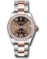*Pre-Owned* Rolex Steel and Everose Gold Datejust 31 Watch - 46 Diamond Bezel - Chocolate Diamond Roman VI Dial - Oyster Bracelet