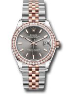  *Pre-Owned* Rolex Steel and Everose Gold Datejust 31 Watch - 46 Diamond Bezel - Dark Rhodium Index Dial - Jubilee Bracelet