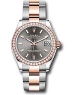  *Pre-Owned* Rolex Steel and Everose Gold Datejust 31 Watch - 46 Diamond Bezel - Dark Rhodium Index Dial - Oyster Bracelet