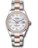  *Pre-Owned* Rolex Steel and Everose Gold Datejust 31 Watch - 46 Diamond Bezel - Mother-of-Pearl Diamond Dial - Oyster Bracelet