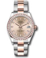 *Pre-Owned* Rolex Steel and Everose Gold Datejust 31 Watch - 46 Diamond Bezel - Rosé Diamond Dial - Oyster Bracelet