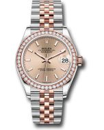  *Pre-Owned* Rolex Steel and Everose Gold Datejust 31 Watch - 46 Diamond Bezel - RosÃ© Index Dial - Jubilee Bracelet