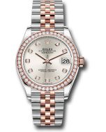  *Pre-Owned* Rolex Steel and Everose Gold Datejust 31 Watch - 46 Diamond Bezel - Silver Diamond Dial - Jubilee Bracelet