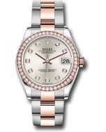  *Pre-Owned* Rolex Steel and Everose Gold Datejust 31 Watch - 46 Diamond Bezel - Silver Diamond Dial - Oyster Bracelet