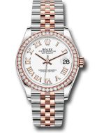  *Pre-Owned* Rolex Steel and Everose Gold Datejust 31 Watch - 46 Diamond Bezel - White Roman Dial - Jubilee Bracelet