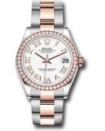   *Pre-Owned* Rolex Steel and Everose Gold Datejust 31 Watch - 46 Diamond Bezel - White Roman Dial - Oyster Bracelet