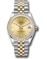   *Pre-Owned* Rolex Steel and Yellow Gold Datejust 31 Watch - Diamond Bezel - Champagne Index Dial - Jubilee Bracelet