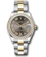 *Pre-Owned* Rolex Steel and Yellow Gold Datejust 31 Watch - Diamond Bezel - Dark Grey Diamond Roman Six Dial - Oyster Bracelet