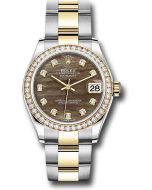  *Pre-Owned* Rolex Steel and Yellow Gold Datejust 31 Watch - Diamond Bezel - Dark Mother-of-Pearl Diamond Dial - Oyster Bracelet