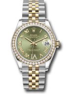  *Pre-Owned* Rolex Steel and Yellow Gold Datejust 31 Watch - Diamond Bezel - Olive Green Diamond Roman Six Dial - Jubilee Bracelet