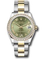  *Pre-Owned* Rolex Steel and Yellow Gold Datejust 31 Watch - Diamond Bezel - Olive Green Diamond Roman Six Dial - Oyster Bracelet