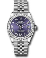  *Pre-Owned* Rolex Steel and White Gold Datejust 31 Watch - Diamond Bezel - Aubergine Roman Diamond 6 Dial - Jubilee Bracelet