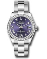  *Pre-Owned* Rolex Steel and White Gold Datejust 31 Watch - Diamond Bezel - Aubergine Roman Diamond 6 Dial - Oyster Bracelet