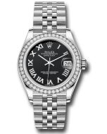  *Pre-Owned* Rolex Steel and White Gold Datejust 31 Watch - Diamond Bezel - Black Roman Dial - Jubilee Bracelet