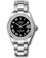  *Pre-Owned* Rolex Steel and White Gold Datejust 31 Watch - Diamond Bezel - Black Roman Dial - Oyster Bracelet