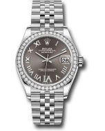  *Pre-Owned* Rolex Steel and White Gold Datejust 31 Watch - Diamond Bezel - Dark Grey Roman Diamond 6 Dial - Jubilee Bracelet
