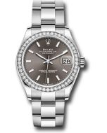 *Pre-Owned* Rolex Steel and White Gold Datejust 31 Watch - Diamond Bezel - Dark Grey Index Dial - Oyster Bracelet
