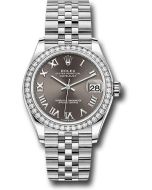  *Pre-Owned* Rolex Steel and White Gold Datejust 31 Watch - Diamond Bezel - Dark Grey Roman Dial - Jubilee Bracelet
