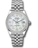  *Pre-Owned* Rolex Steel and White Gold Datejust 31 Watch - Diamond Bezel - White Mother-Of-Pearl Diamond Dial - Jubilee Bracelet