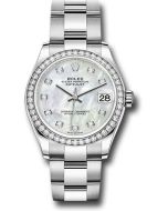 *Pre-Owned* Rolex Steel and White Gold Datejust 31 Watch - Diamond Bezel - White Mother-Of-Pearl Diamond Dial - Oyster Bracelet
