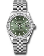 *Pre-Owned* Rolex Steel and White Gold Datejust 31 Watch - Diamond Bezel - Mint Green Index Dial - Jubilee Bracelet