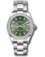  *Pre-Owned* Rolex Steel and White Gold Datejust 31 Watch - Diamond Bezel - Mint Green Index Dial - Oyster Bracelet