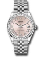  *Pre-Owned* Rolex Steel and White Gold Datejust 31 Watch - Diamond Bezel - Pink Roman Dial - Jubilee Bracelet